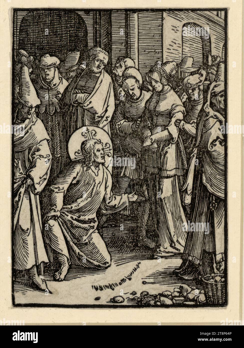 Christ et l'adultère, la passion silencieuse, c. 1520, estampe, gravure sur bois, 11 x 7,8 cm (selon New Hollstein Banque D'Images