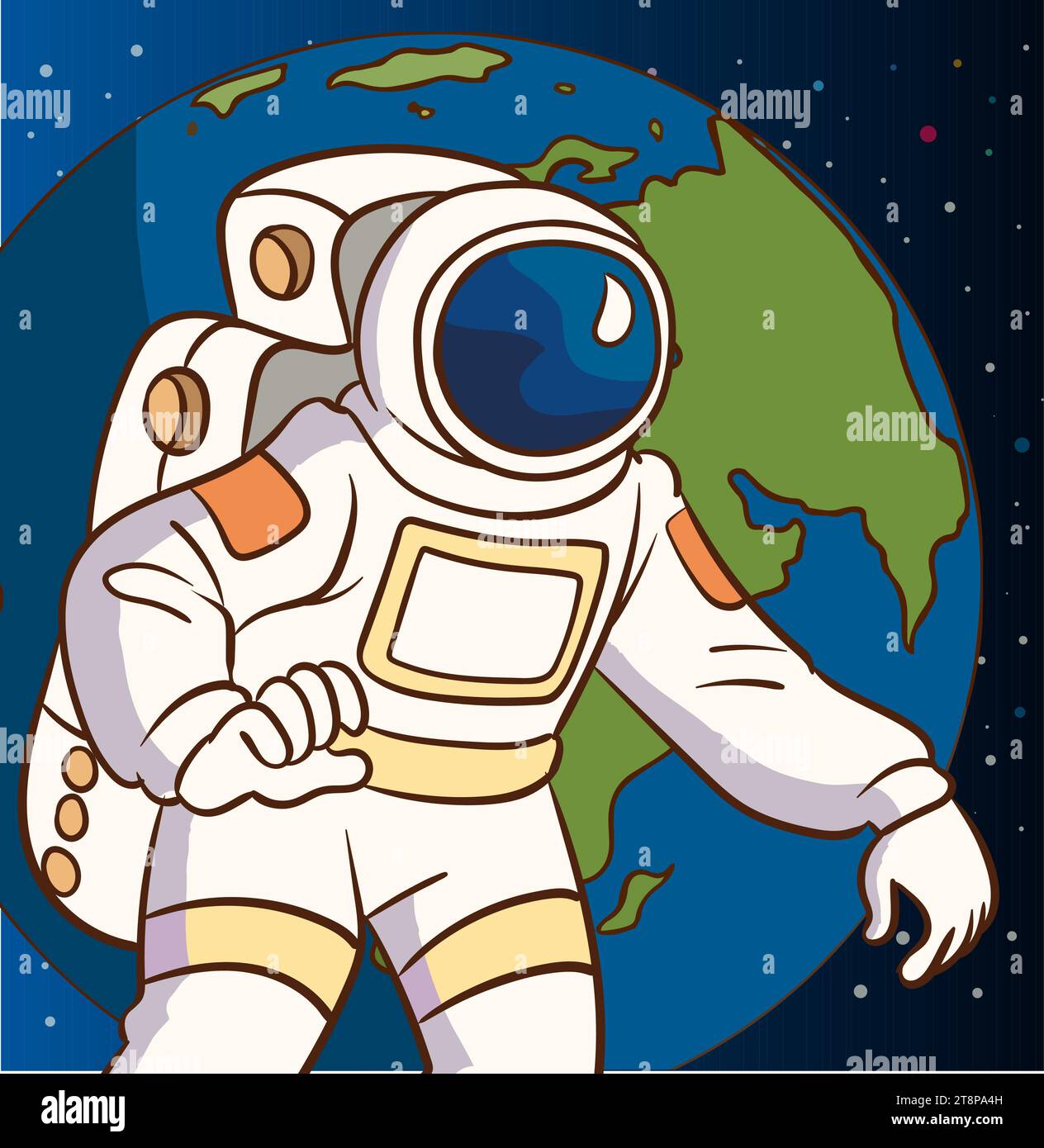 vecteur de dessin animé spatial et astronaute Illustration de Vecteur