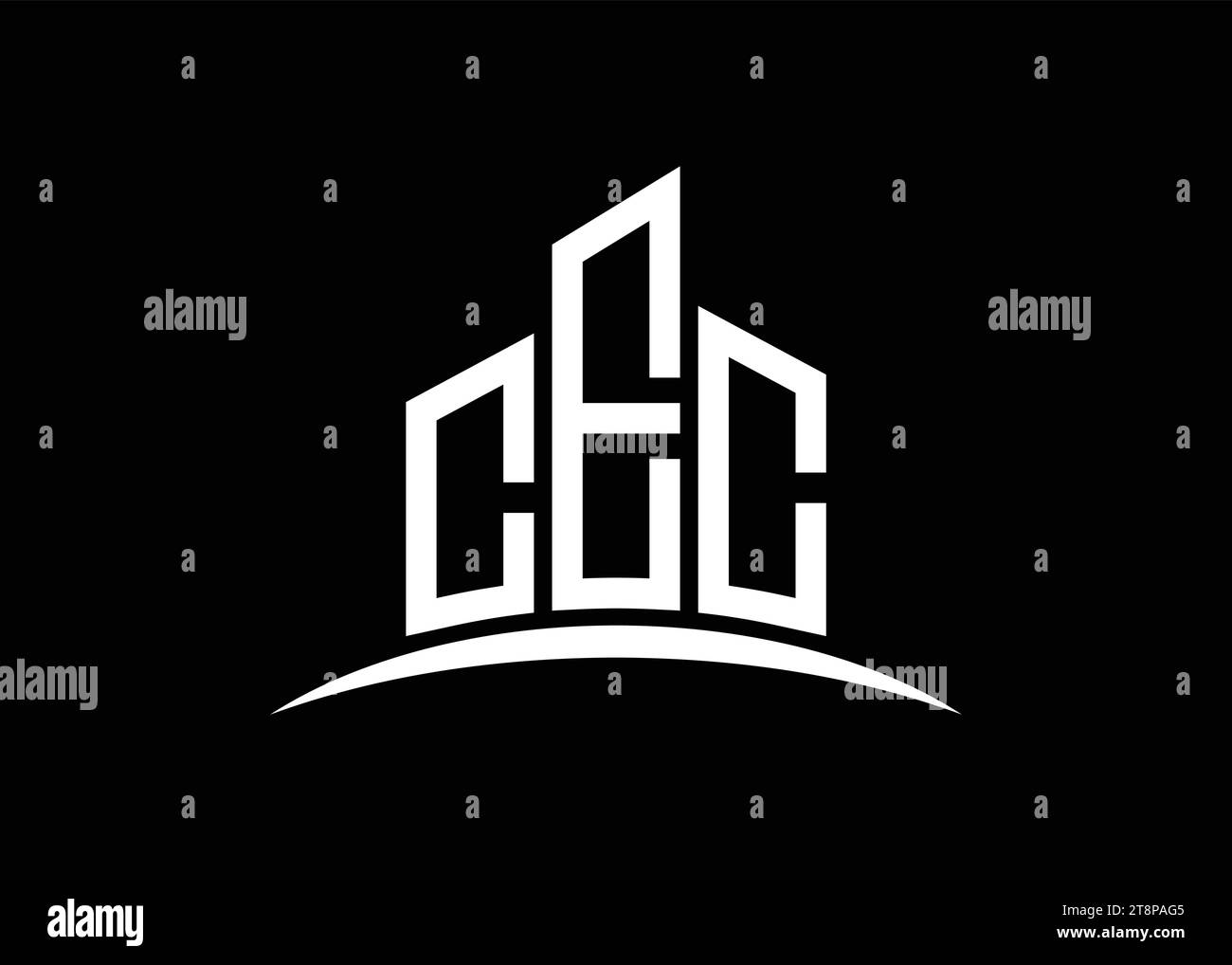 Modèle de conception de logo de monogramme de vecteur de construction de lettre CEC. Logo de la forme du bâtiment CEC. Illustration de Vecteur