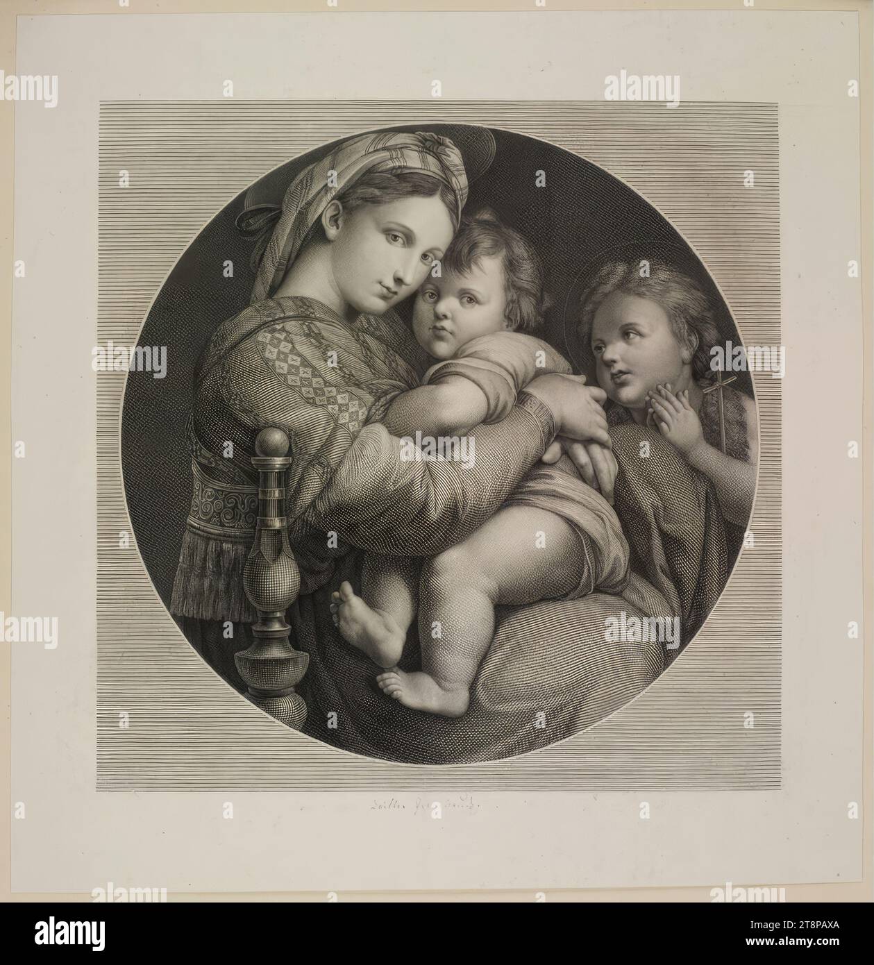 Madonna della Seggiola, 1804, impression, gravure sur cuivre, feuille : 32,7 x 31,6 cm, en dessous du bas 'troisième test d'impression Banque D'Images