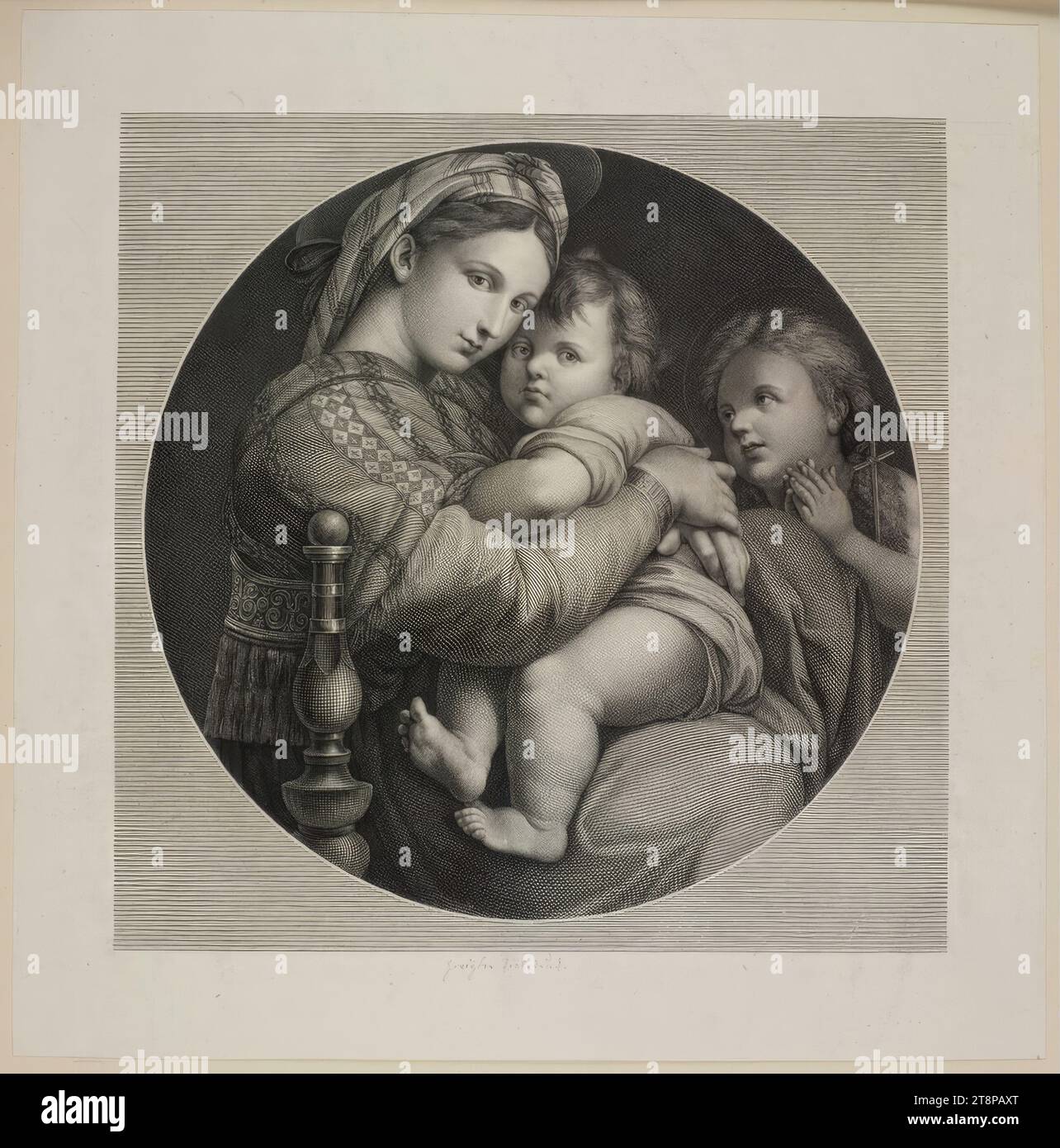 Madonna della Seggiola, 1804, impression, gravure sur cuivre, feuille : 32,2 x 31,8 cm, en dessous du second test d'impression Banque D'Images