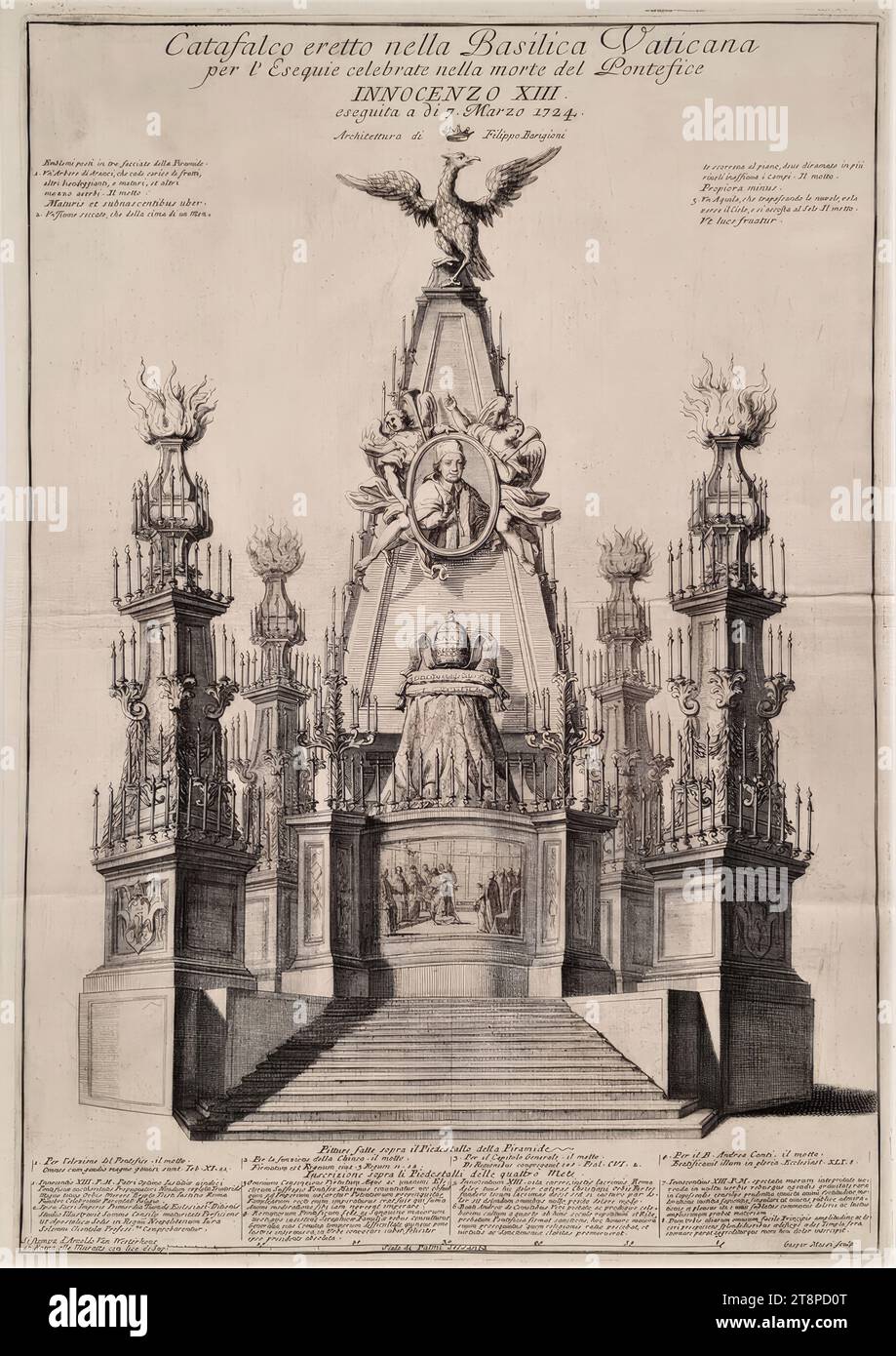 Structure funéraire pour le pape Innocent XIII Le 7 mars 1724 à St. Basilique Pierre de Rome, (1724), gravure sur papier, feuille : 51 × 36 cm Banque D'Images