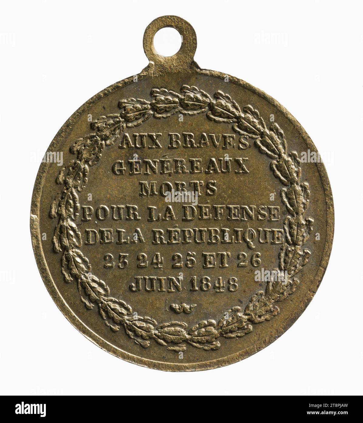 Hommage aux généraux tués pendant les jours de juin, 23-24-25-26 juin 1848, Array, Numismatique, Médaille, cuivre, argent = Placage argenté, Dimensions - travail : diamètre : 2,2 cm, poids (taille du type) : 4,2 g. Banque D'Images