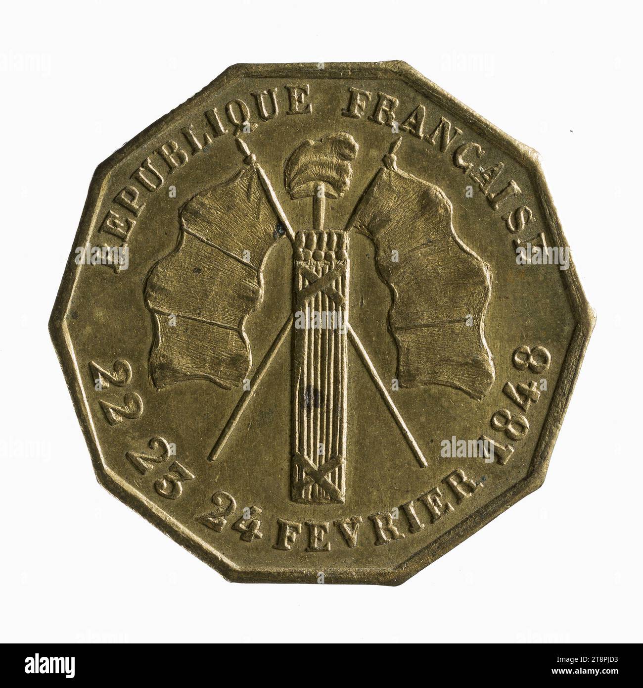 Honneur aux citoyens, révolution de 1848, 22 au 24 février 1848, Array, Numismatique, Token (numismatique), laiton, Dimensions - travail : diamètre : 2,3 cm, poids (dimension type) : 3,26 g. Banque D'Images