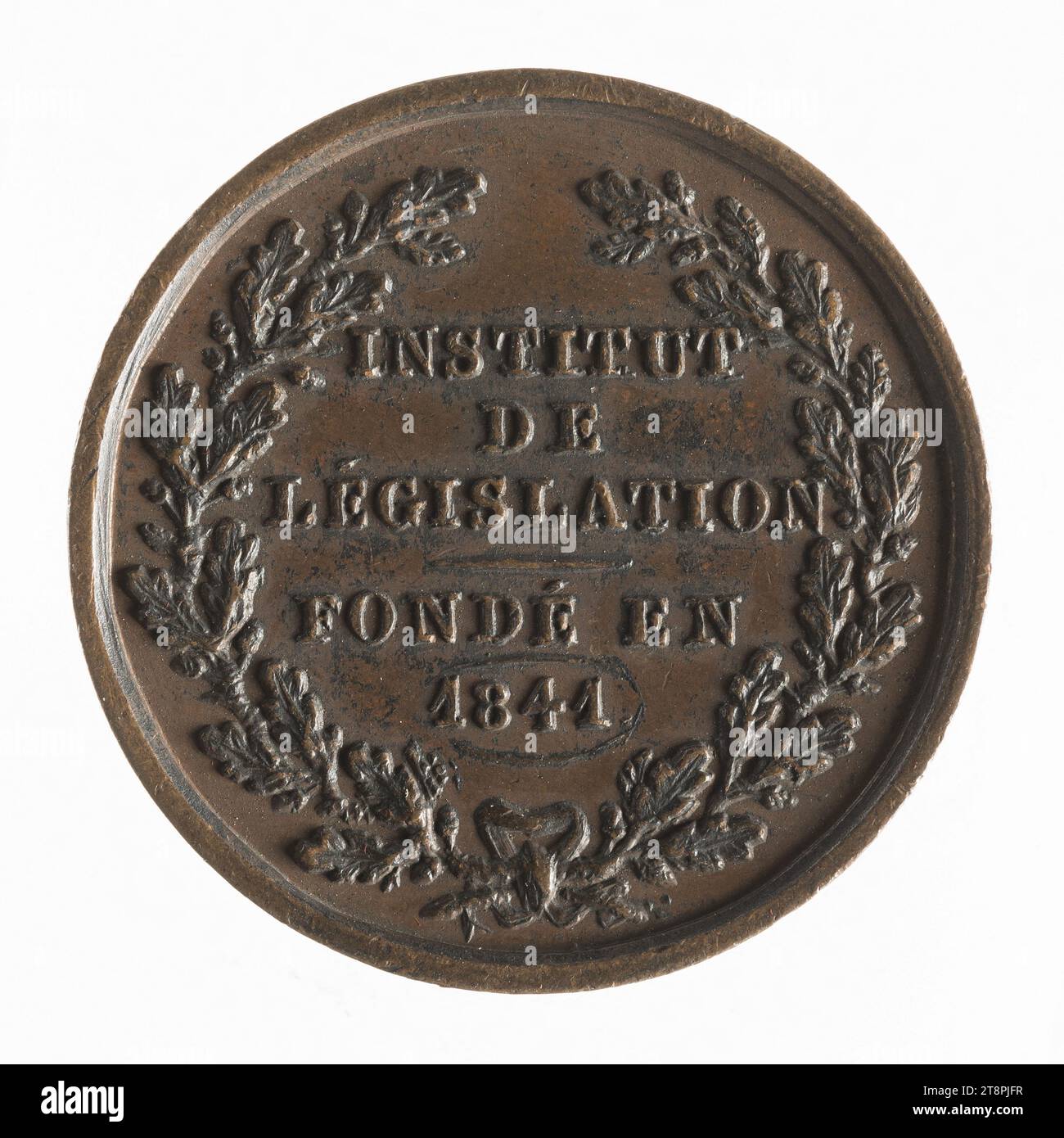 Institut de législation, après 1841, après 1841, Numismatique, Token (numismatique), cuivre, Dimensions - travail : diamètre : 3 cm, poids (dimension type) : 13,14 g. Banque D'Images