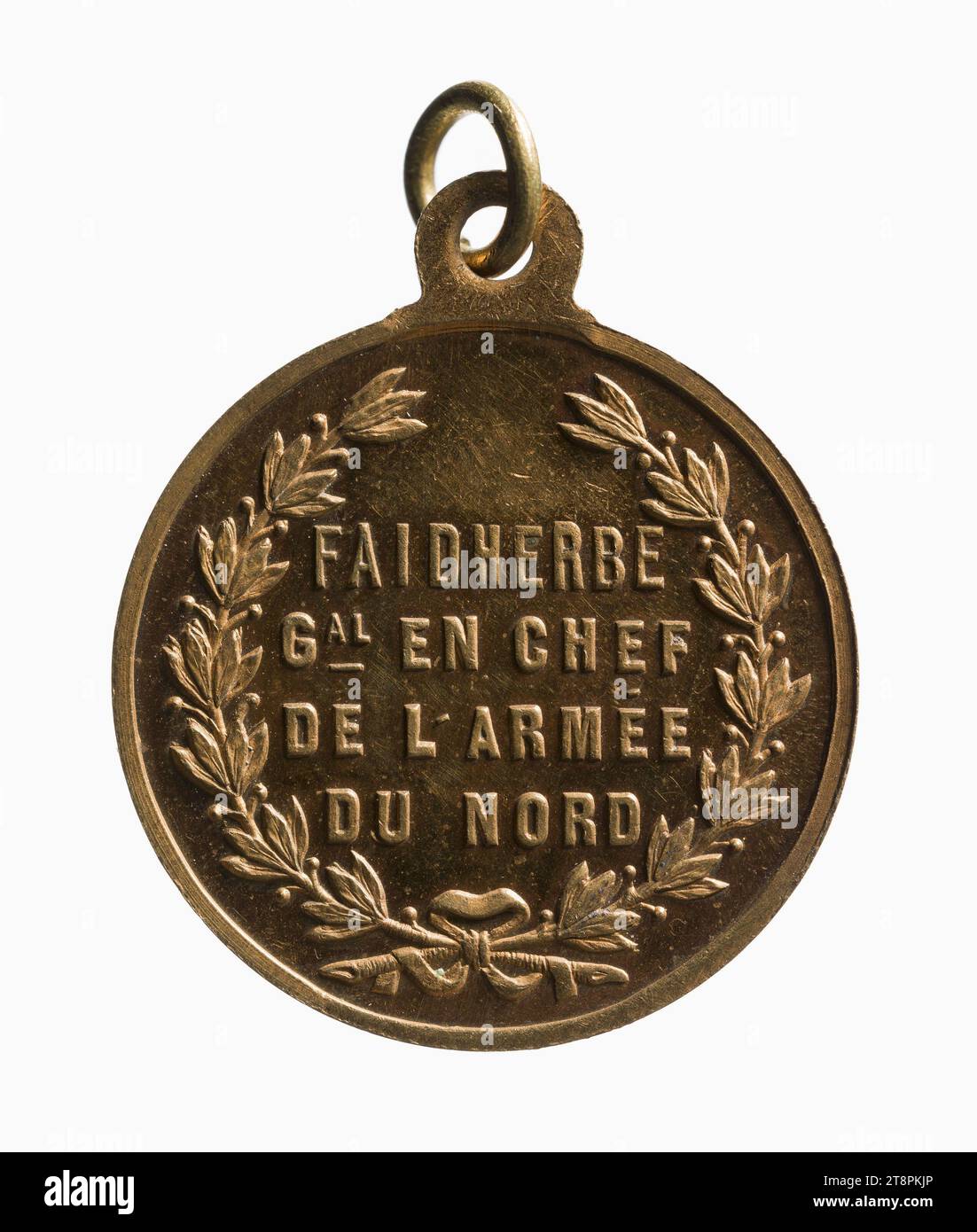 Le général Faidherbe commandant en chef de l'armée du Nord pendant la guerre de 1870-1871, 1870, en 1870, Numismatique, Médaille, cuivre, doré = dorure, Dimensions - travail : diamètre : 2,3 cm, poids (dimension type) : 5,19 g. Banque D'Images