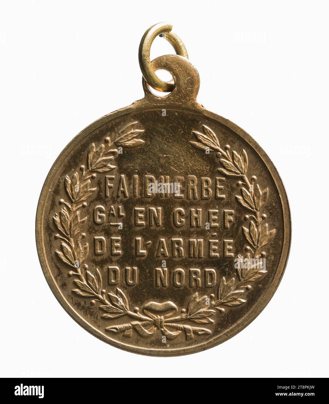 Le général Faidherbe commandant en chef de l'armée du Nord pendant la guerre de 1870-1871, 1870, en 1870, Numismatique, Médaille, cuivre, doré = dorure, Dimensions - travail : diamètre : 2,3 cm, poids (dimension type) : 5,19 g. Banque D'Images