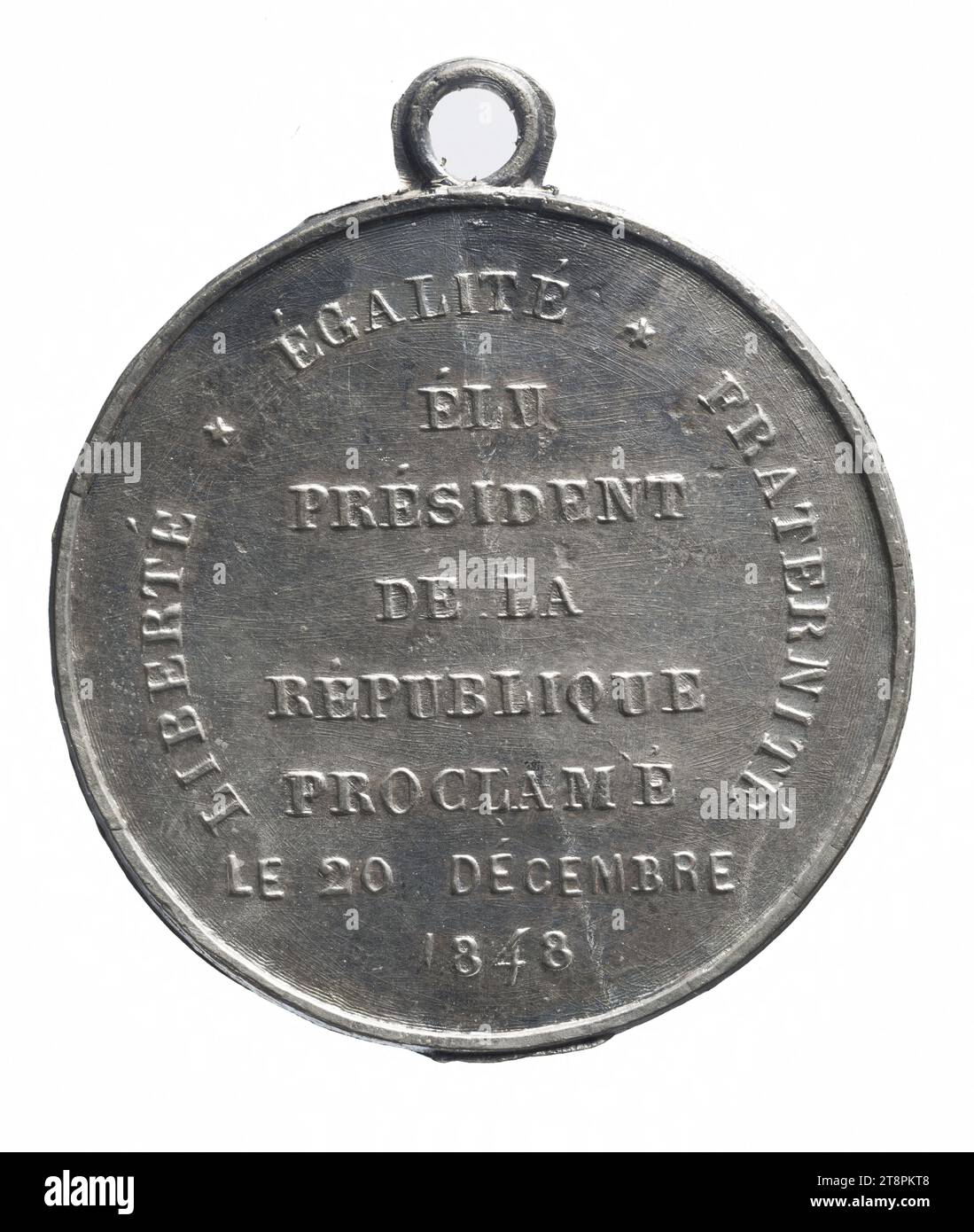 Louis-Napoléon Bonaparte proclama président de la République française, le 20 décembre 1848, en 1848, numismatique, médaille, alliage, Dimensions - travail : diamètre : 3,6 cm, poids (taille du type) : 7,27 g. Banque D'Images