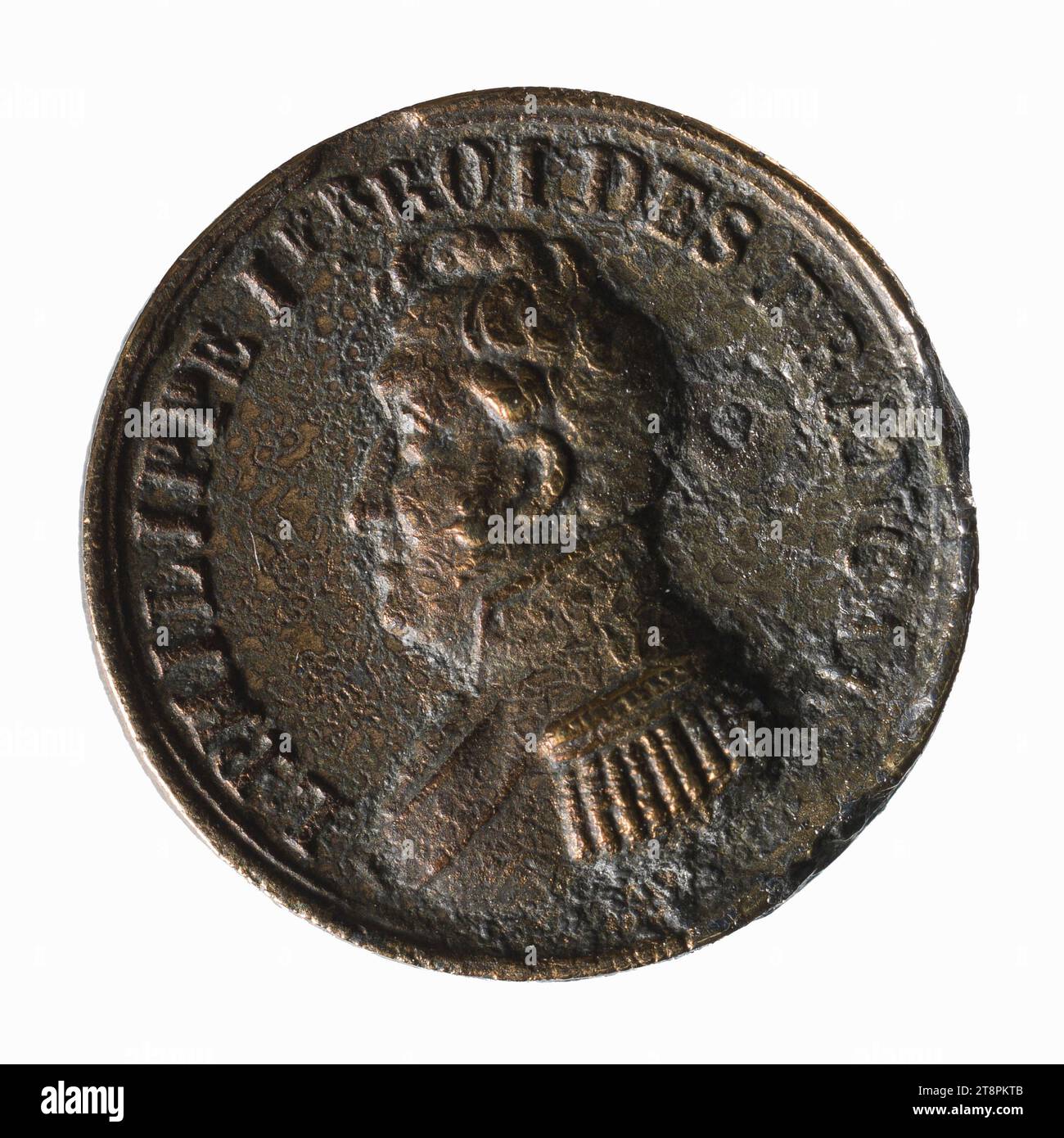 Louis-Philippe I, 1830-1848, Numismatique, Médaille, cuivre, doré = dorure, Dimensions - travail : diamètre : 1,1 cm, poids (dimension type) : 0,9 g. Banque D'Images