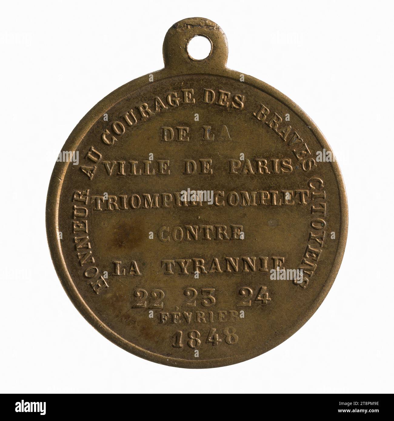 Morts des journées de février 1848, vers 1848, 19e siècle, Numismatique, Médaille, laiton, Paris, Dimensions - oeuvre : diamètre : 2,6 cm, poids (dimension type) : 5,31 g. Banque D'Images