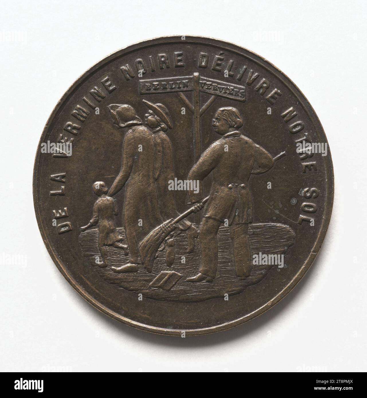 Première mesure contre l'invasion de la peste noire, mai 1879, Array, Numismatique, Médaille, cuivre, Dimensions - travail : diamètre : 3 cm, poids (dimension type) : 8,73 g. Banque D'Images