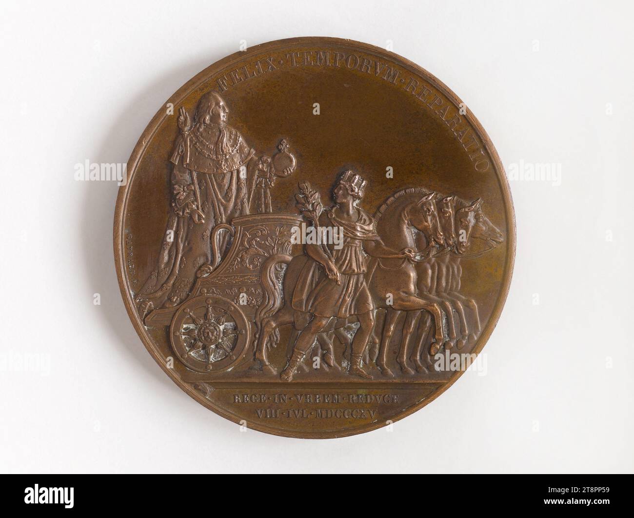 Deuxième entrée de Louis XVIII à Paris, le 8 juillet 1815, Andrieu, Bertrand ou Jean-Bertrand, graveur en médailles, Gayrard, Raymond, Array, Numismatic, médaille Banque D'Images