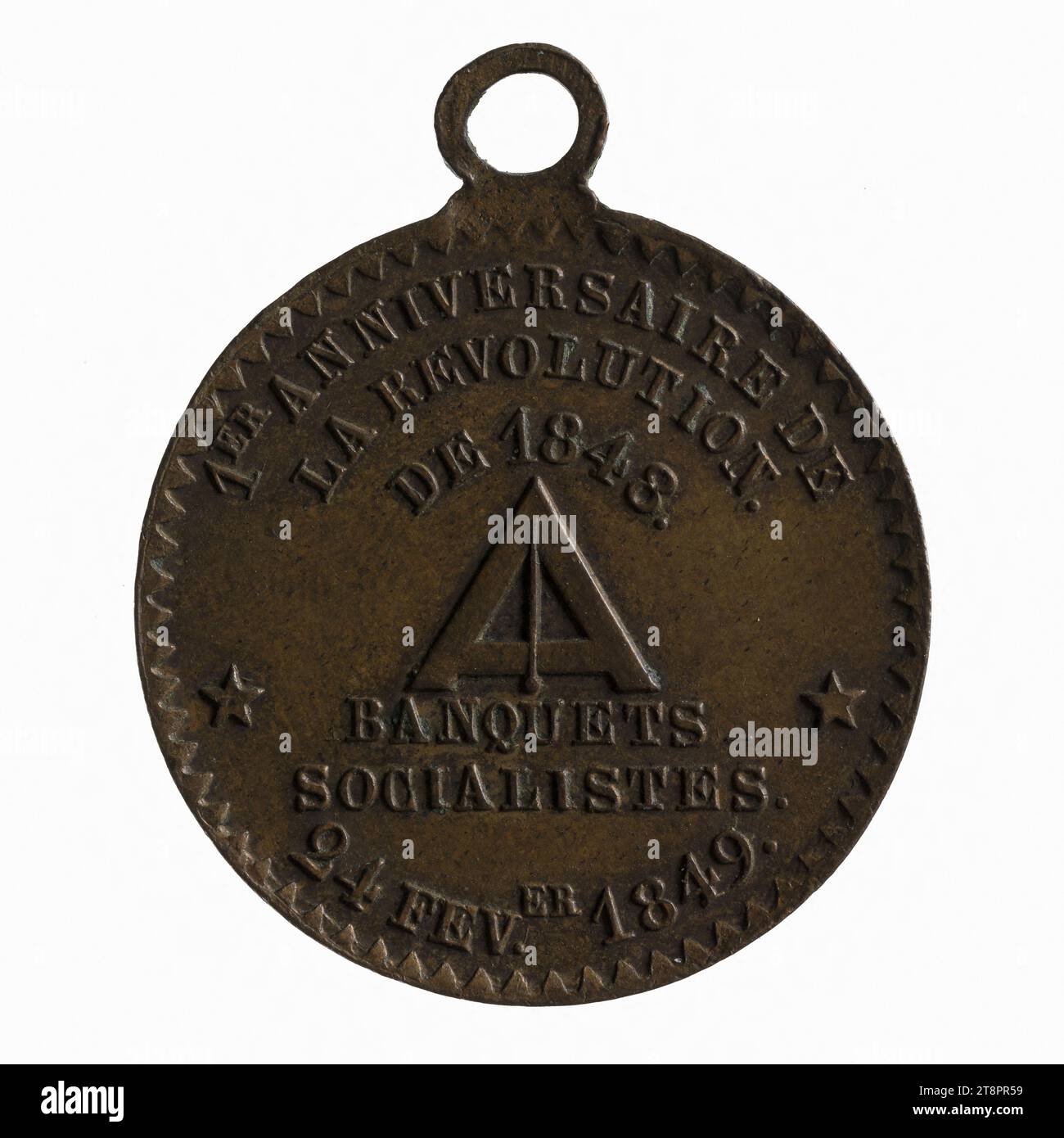 Anniversaire de la révolution de 1848, 24 février 1849, Anonyme, en 1849, 19e siècle, Numismatique, Médaille, cuivre, Paris, dimensions - travail : diamètre : 2,3 cm, poids (dimension type) : 5,28 g. Banque D'Images