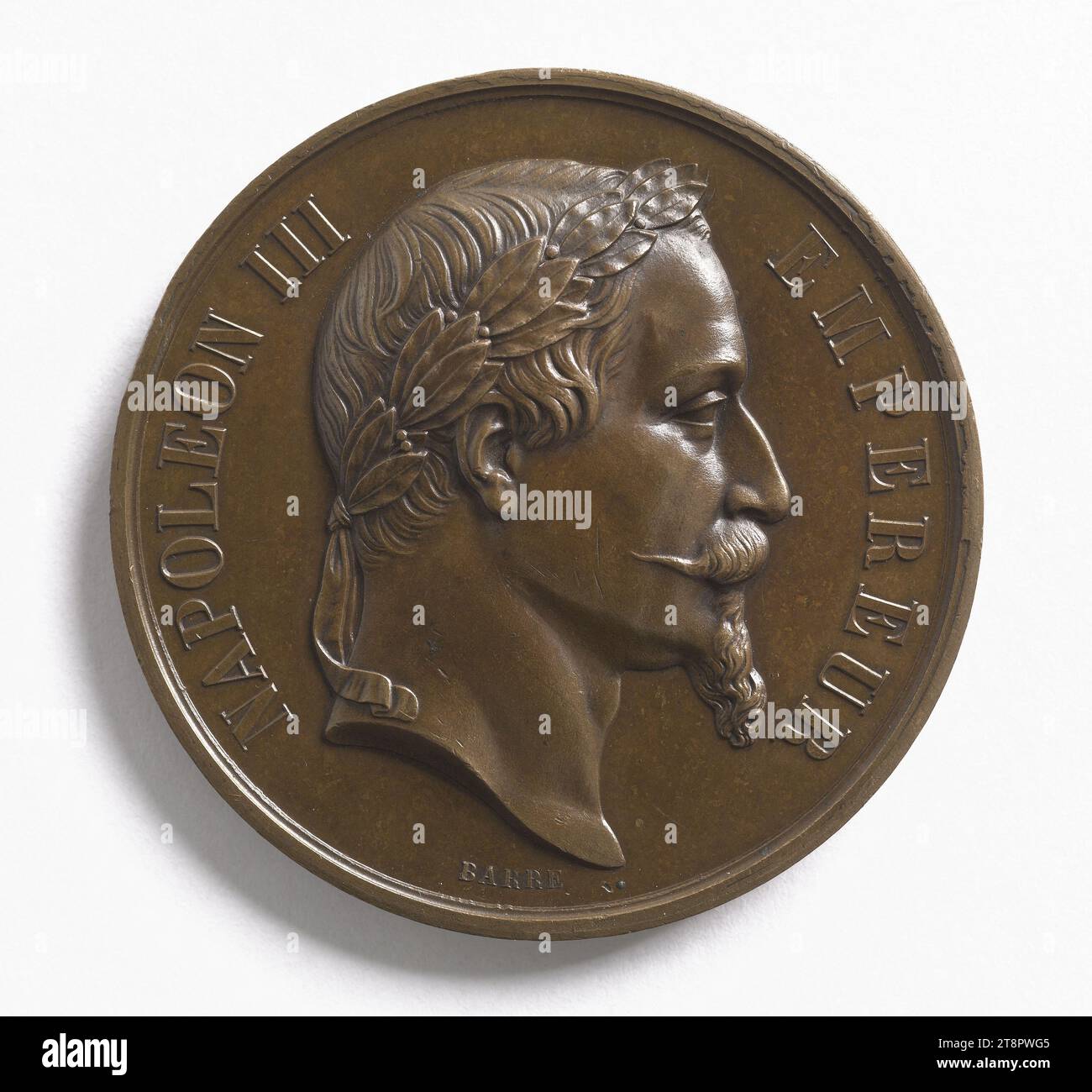 Troisième médaille accessoire de contrepoint et fugue du Conservatoire de musique et déclamation attribuée à Raoul Pugno (1852-1914), 1868, Barré, Albert-désiré, graveur en médailles, en 1868, Numismatique, Médaille, Dimensions - oeuvre : diamètre : 5 cm, poids (dimension type) : 57,03 g. Banque D'Images