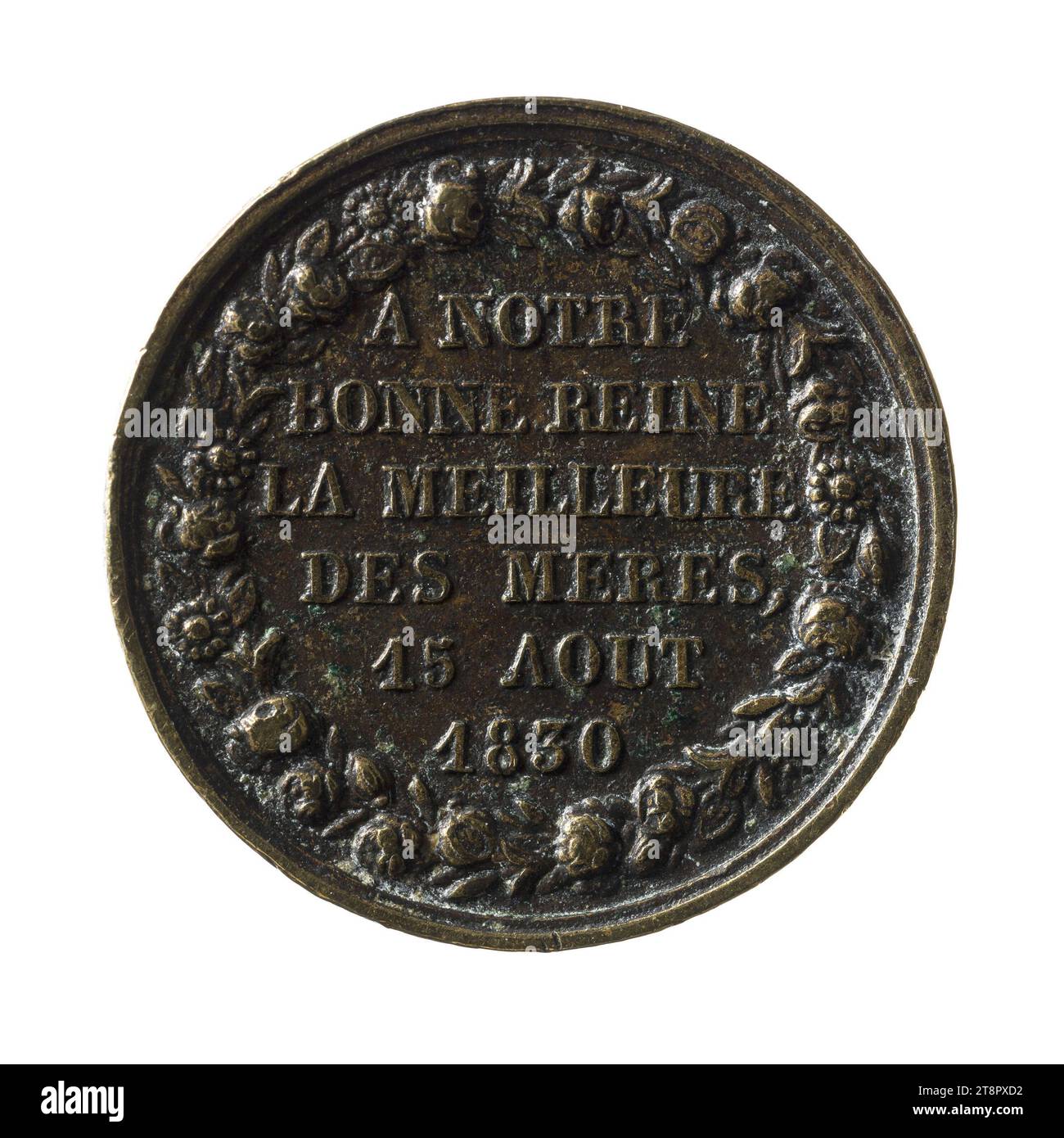Hommage à la reine des Français, 15 août 1830, barre, Jacques-Jean, graveur en médailles, Array, Numismatique, Médaille, Paris, dimensions - travail : diamètre : 1,8 cm, poids (taille du type) : 3,28 g. Banque D'Images
