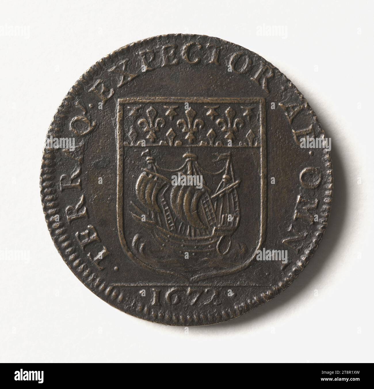 Prévôt des marchés : Claude le Peletier, 1672, en 1672, Numismatique, Token (numismatique), cuivre, Dimensions - travail : diamètre : 2,7 cm, poids (dimension type) : 6,81 g. Banque D'Images