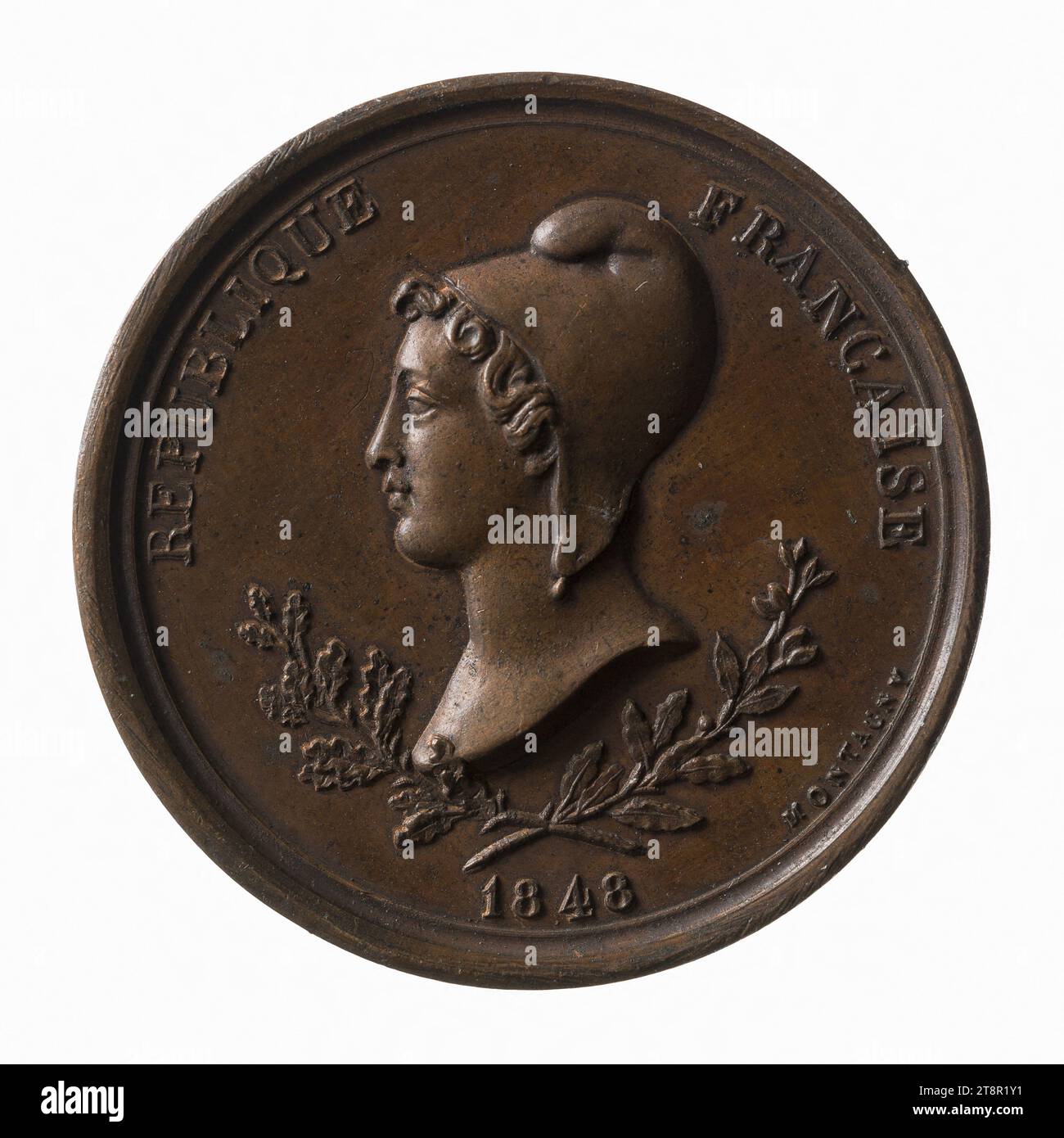 Assemblée nationale, 4 mai 1848, vers 1848, 19e siècle, numismatique, Médaille, cuivre, Paris, Dimensions - oeuvre : diamètre : 2,6 cm, poids (dimension type) : 10,99 g. Banque D'Images