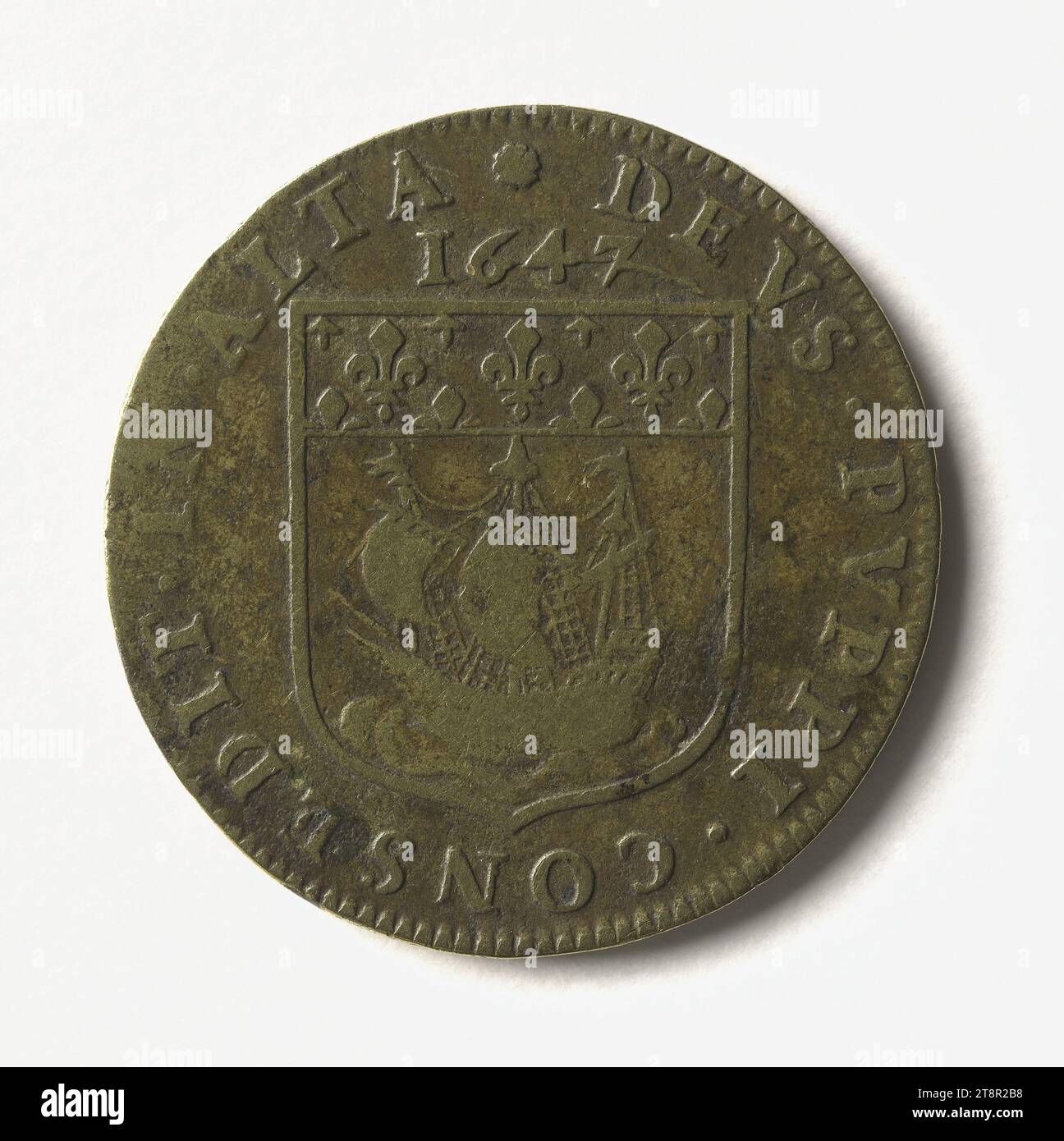 Prévôt des marchés : Jérôme le Féron, 1647, in 1647, Numismatique, Token (numismatique), laiton, Dimensions - travail : diamètre : 2,7 cm, poids (dimension type) : 5,99 g. Banque D'Images