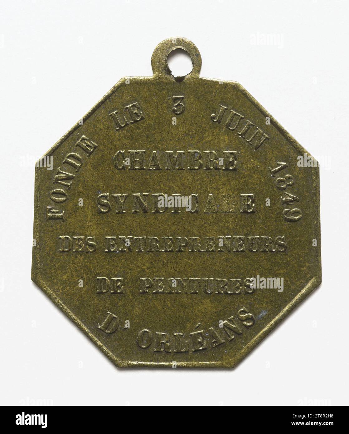 Chambre syndicale des entrepreneurs de peintures d'Orléans, fondée le 3 juin 1849, Array, Numismatic, Medal, métal, Dimensions - travail : diamètre : 3,5 cm, poids (taille du type) : 2,6 g. Banque D'Images