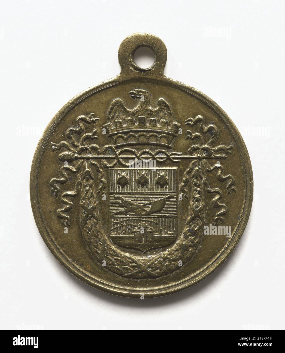 FETE communale de Lille, 29 juin-1 juillet 1862, Array, Numismatique, médaille, cuivre, doré = dorure, Dimensions - travail : diamètre : 2,3 cm, poids (dimension type) : 4,84 g. Banque D'Images