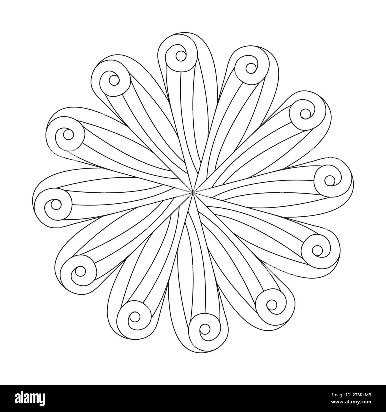 Enfants Blossom Bonanza mandala page de livre de coloriage pour l'intérieur du livre KDP. Pétales paisibles, capacité à se détendre, expériences cérébrales, Haven harmonieux, pois Illustration de Vecteur