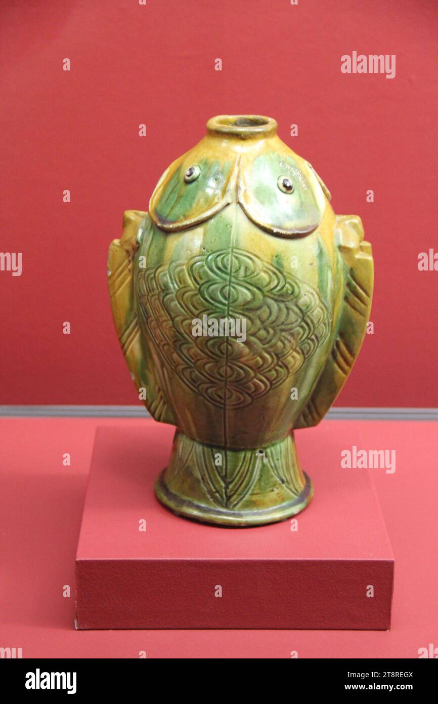 Vase de poisson en porcelaine Tang Sancai, galerie de poterie et de porcelaine, musée du palais, Taipei, Taiwan Banque D'Images