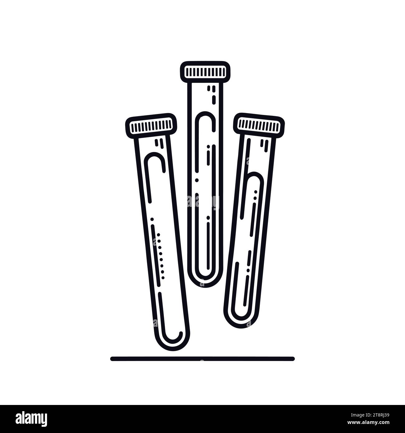 Icône tubes à essai. Un jeu de trois tubes à essai, avec des niveaux de liquide et des bulles. Illustration vectorielle Illustration de Vecteur