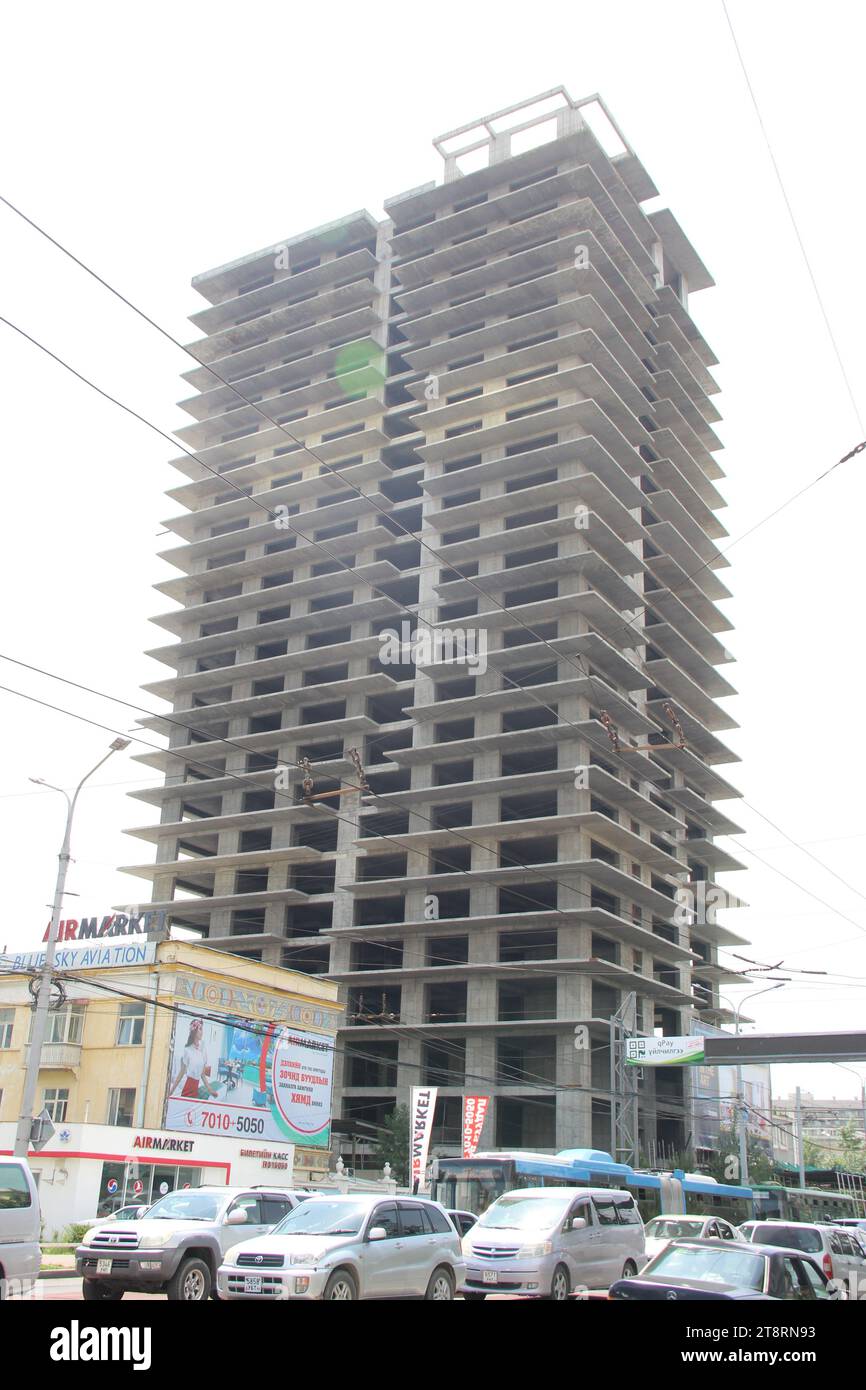 Gratte-ciel d'Ulaanbaatar en construction, Oulan-Bator, Mongolie Banque D'Images