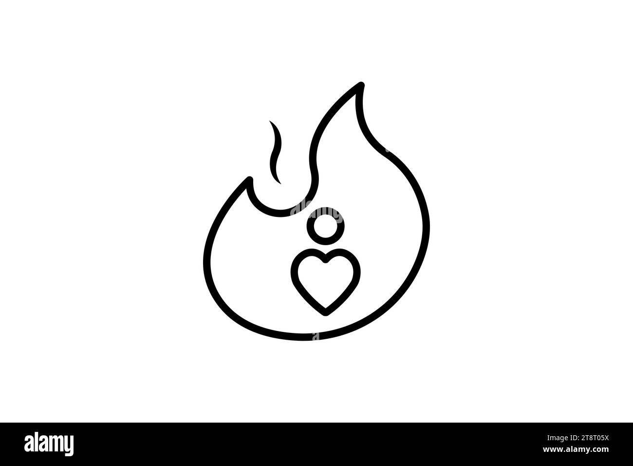 icône de la passion. feu avec cœur. icône liée aux valeurs fondamentales. style d'icône de ligne. conception vectorielle simple modifiable Illustration de Vecteur