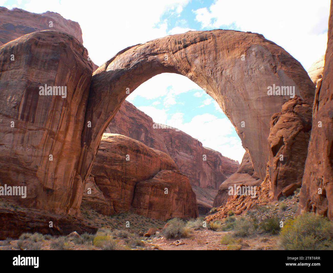 Rainbow Bridge. Monument national de l'Utah, Rainbow Bridge National Monument, le plus grand pont naturel du monde, attire les visiteurs avec des sentiers de randonnée et l'histoire et la culture fascinantes des Indiens Navajos Banque D'Images