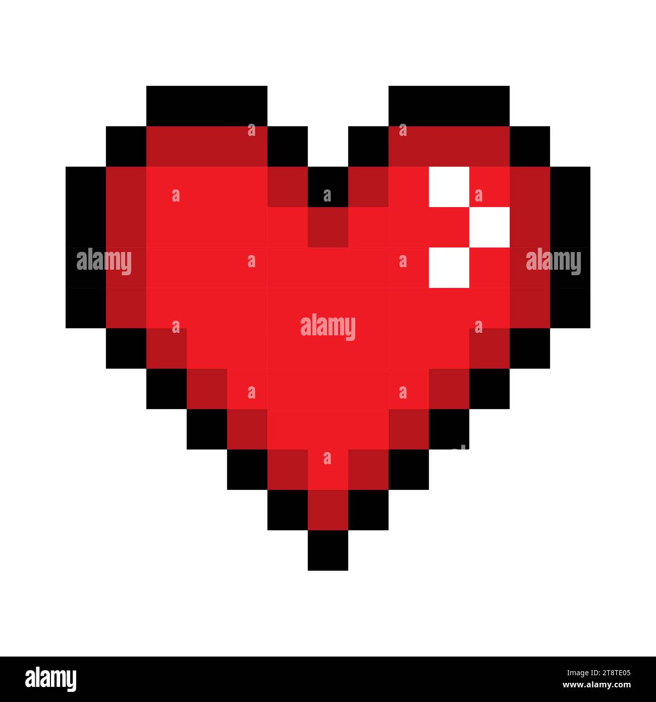 Icône de ligne de cœur rouge pleine. Emoji, Saint Valentin, relations, amour, vie, santé, jeu, traitement, applications, style pixel icône multicolore activée Illustration de Vecteur