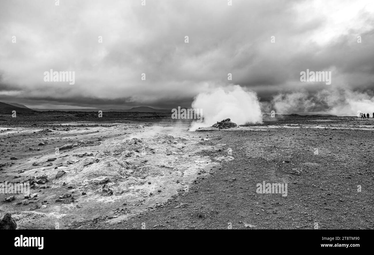 Zone géothermique de Hverir, Islande. Hverir est une zone géothermique au pied de Namafjall, non loin du lac Myvatn Banque D'Images