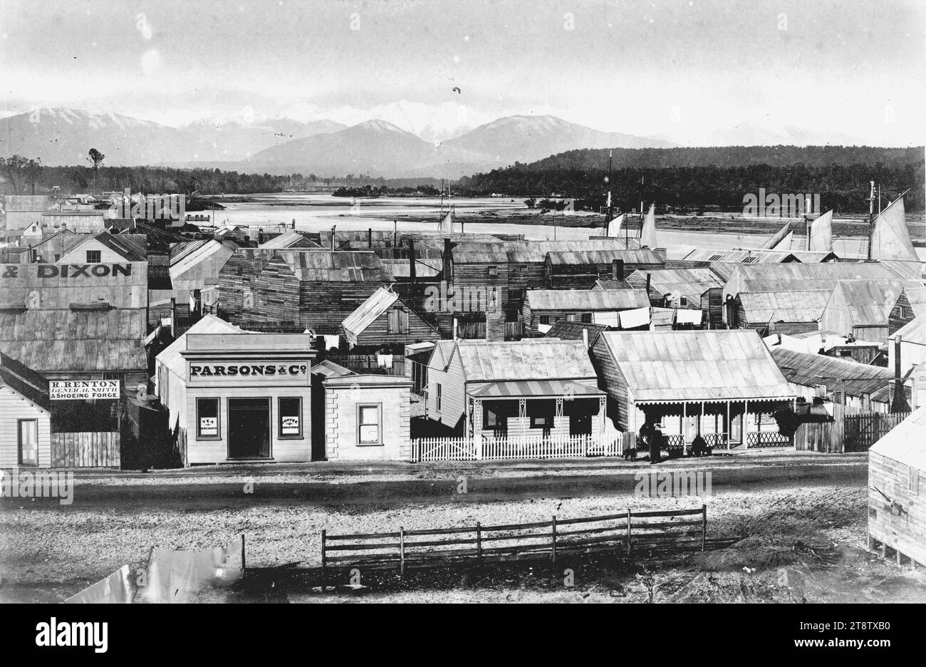 Le canton de Hokitika, ca 1870 Banque D'Images