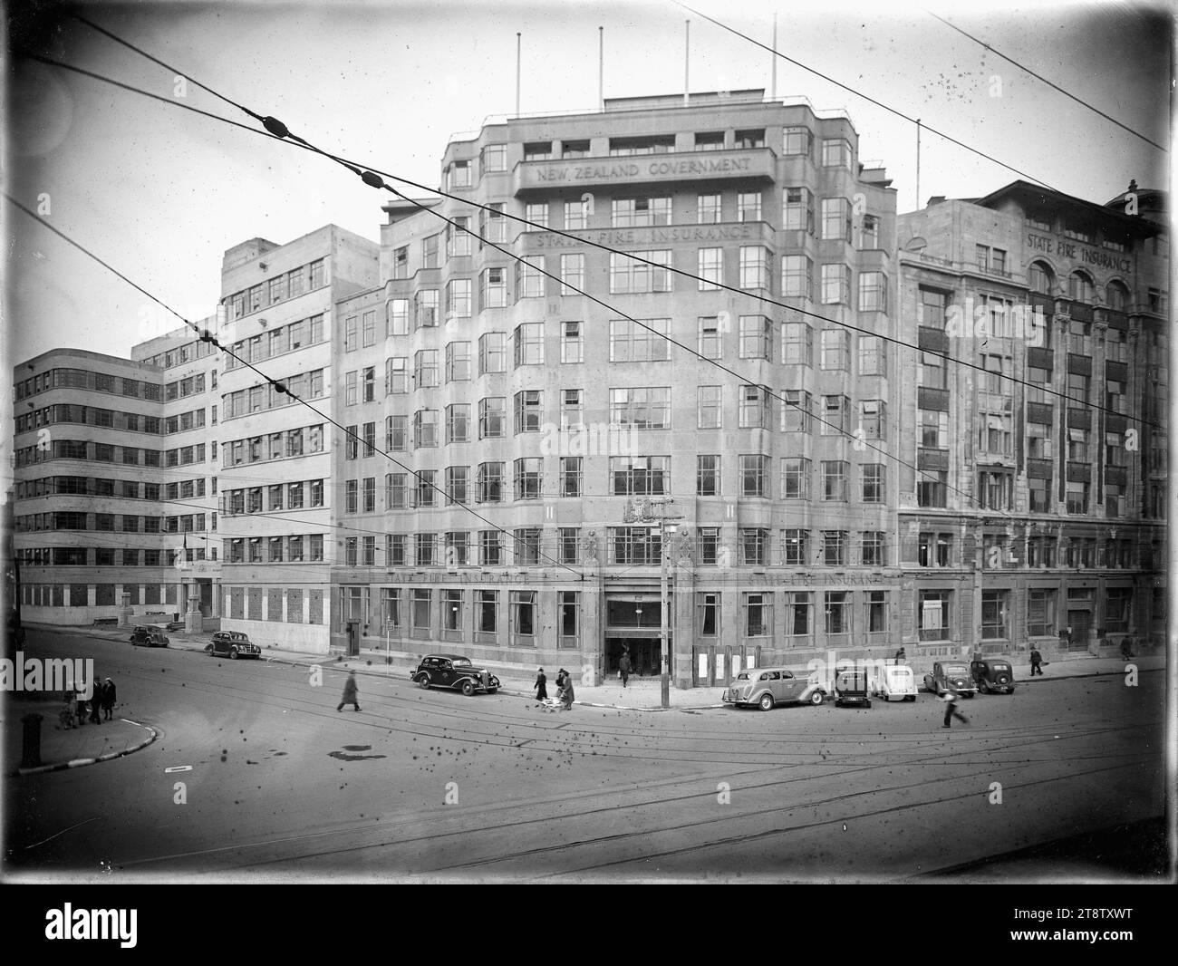 State Insurance Building à l'angle de Stout Street et Lambton Quay, Wellington, Nouvelle-Zélande, vers 1942 Banque D'Images