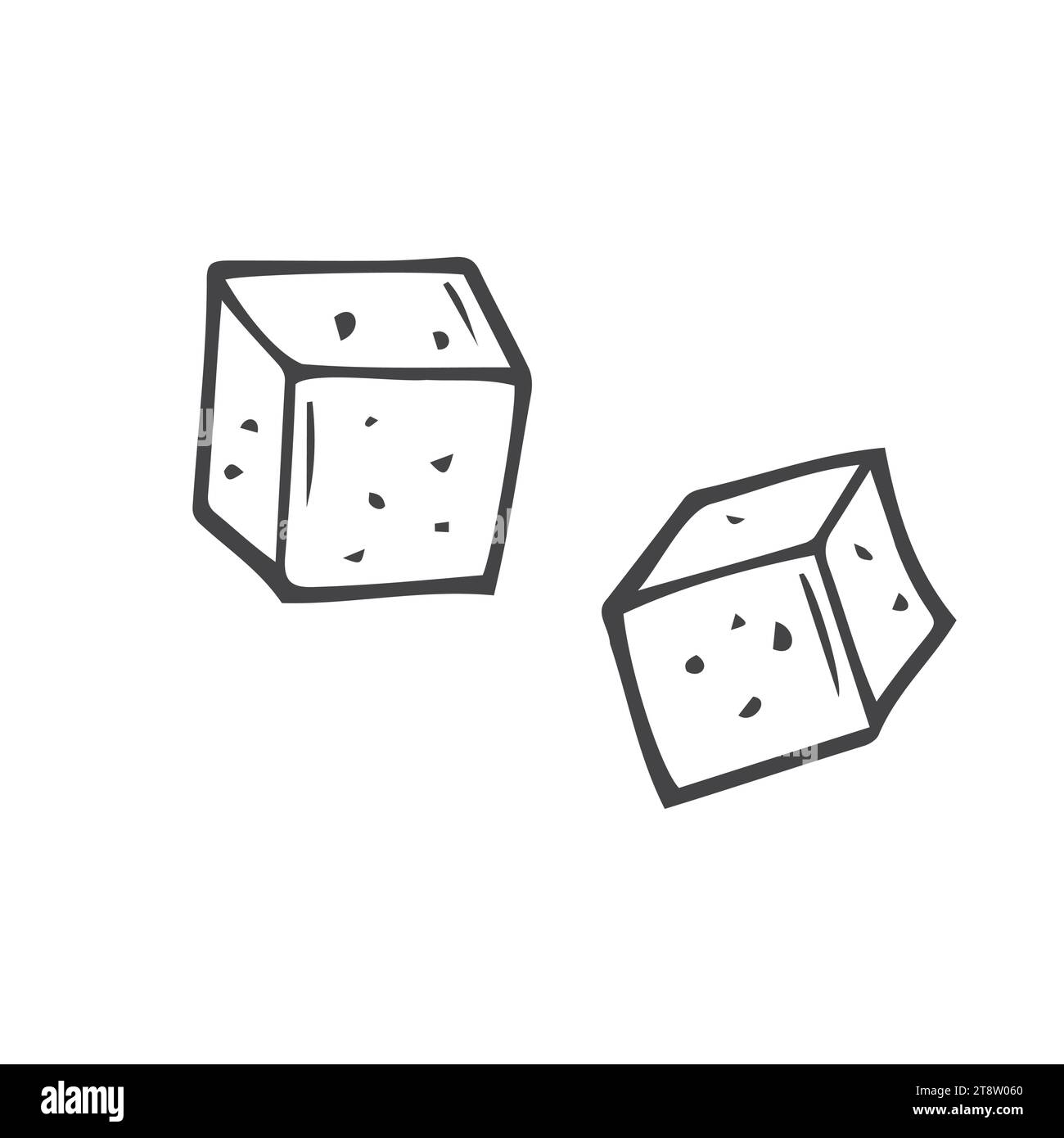 Cubes de sucre dessinés à la main. Isolé sur des blocs de fond blanc de sucre de sel de glace ou de fromage. Éléments pour conceptions Web illustration vectorielle. Illustration de Vecteur