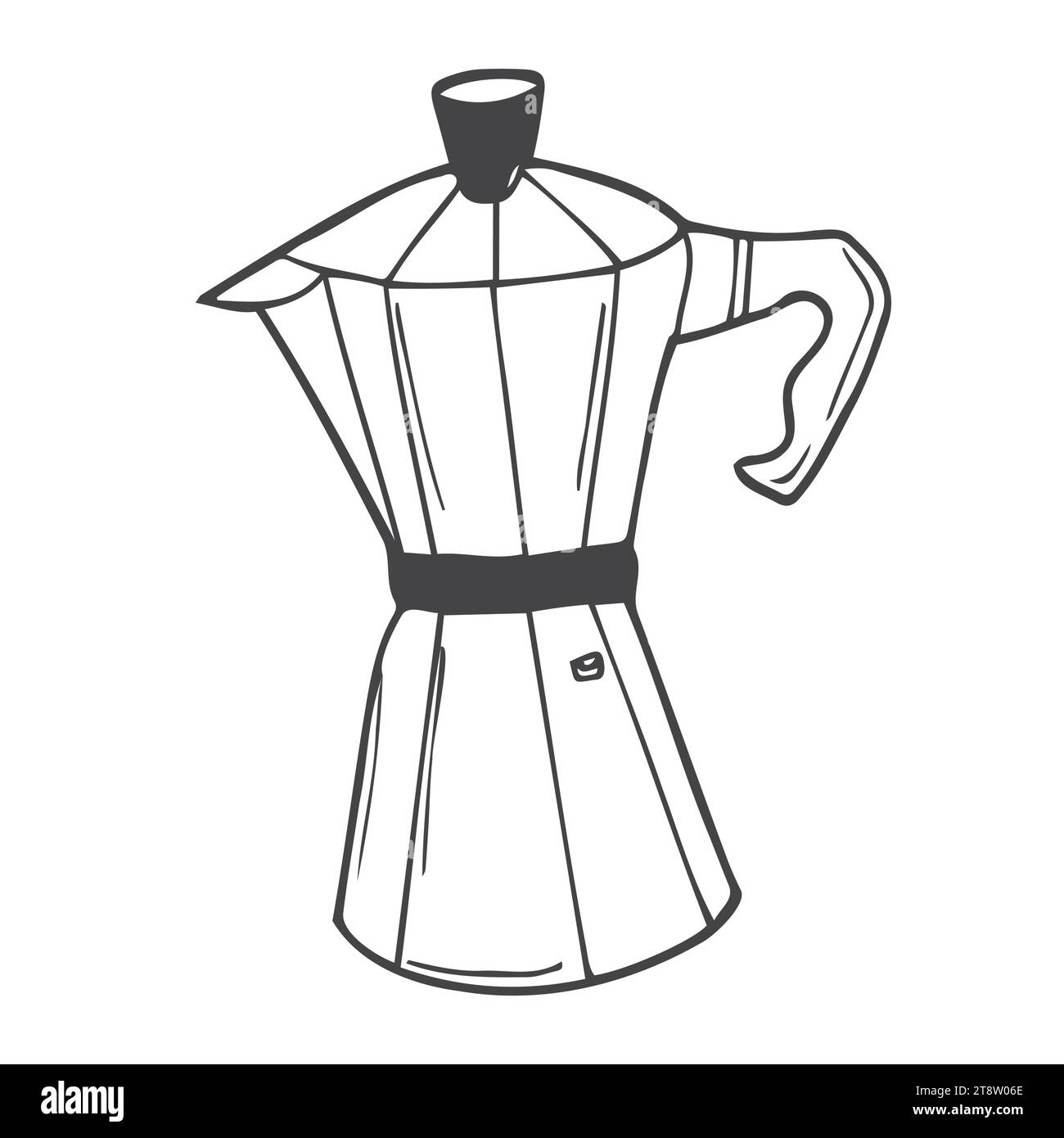 Moka pot Coffeemaker croquis gravure illustration raster. Imitation de style planche à gratter. Illustration de Vecteur