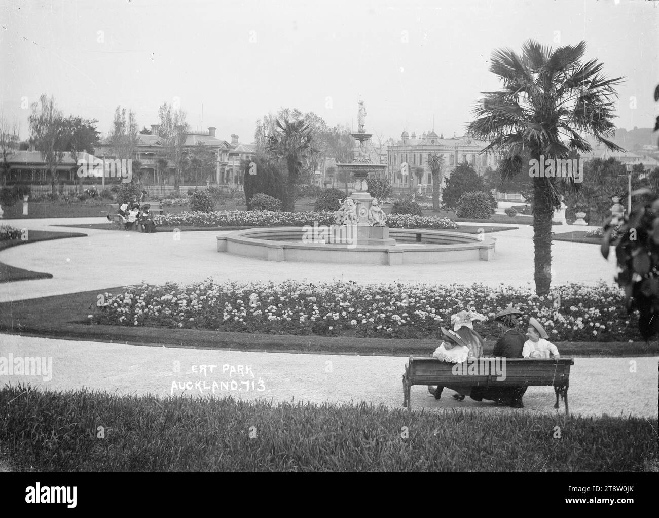 La fontaine dans Albert Park, Auckland, Nouvelle-Zélande, ca 1910 Banque D'Images