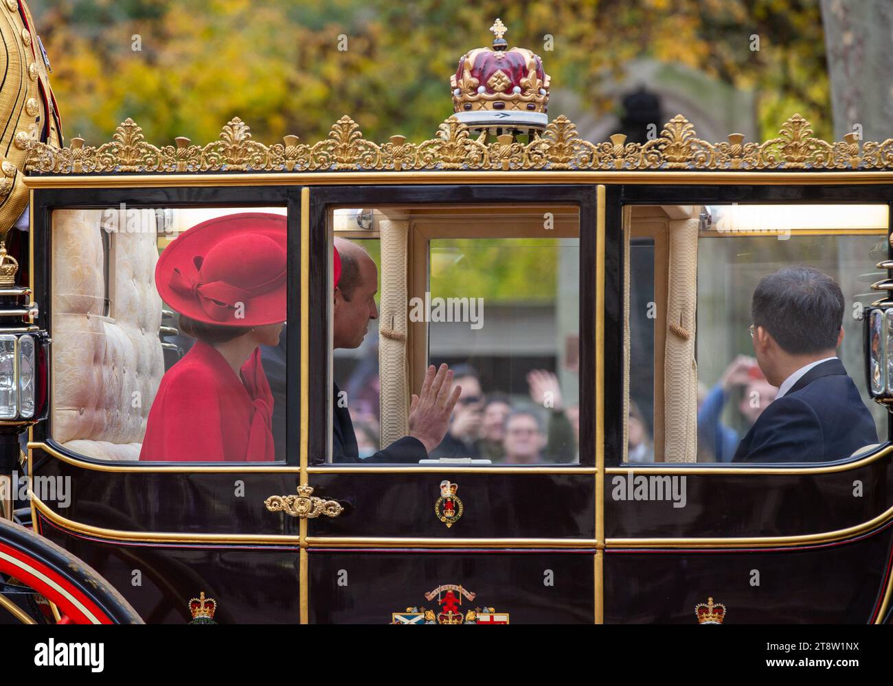 Londres, Royaume-Uni. 21 novembre 2023. Prince William et Kate Princesse de Galles, laissent une cérémonie de bienvenue au Président et à la première Dame de la République de Corée à Horse Guards Parade Credit : Richard Lincoln/Alamy Live News Banque D'Images