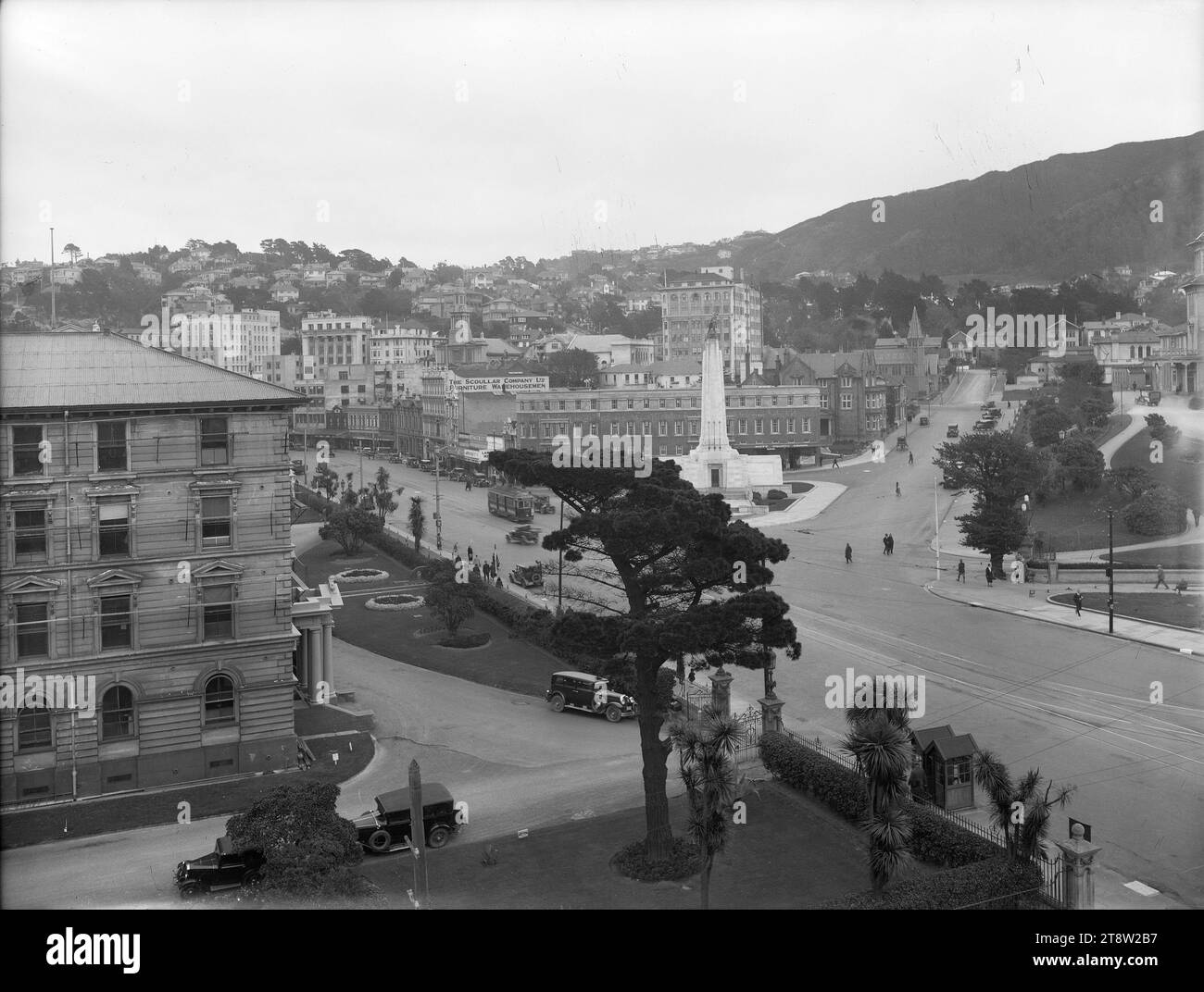 Intersection de Bowen Street et Lambton Quay, Wellington, Nouvelle-Zélande, entre ca 1930-1935 Banque D'Images