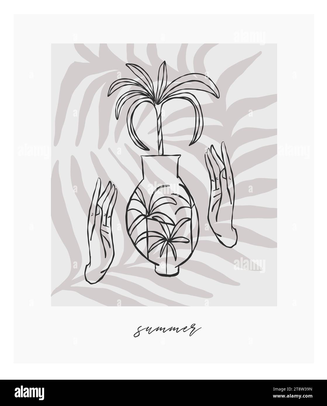 Dessin au trait graphique abstrait vectoriel dessiné à la main impression de collection simple, contemporaine avec l'esthétique Boho formes graphiques organiques.Fashion concept féminin Illustration de Vecteur