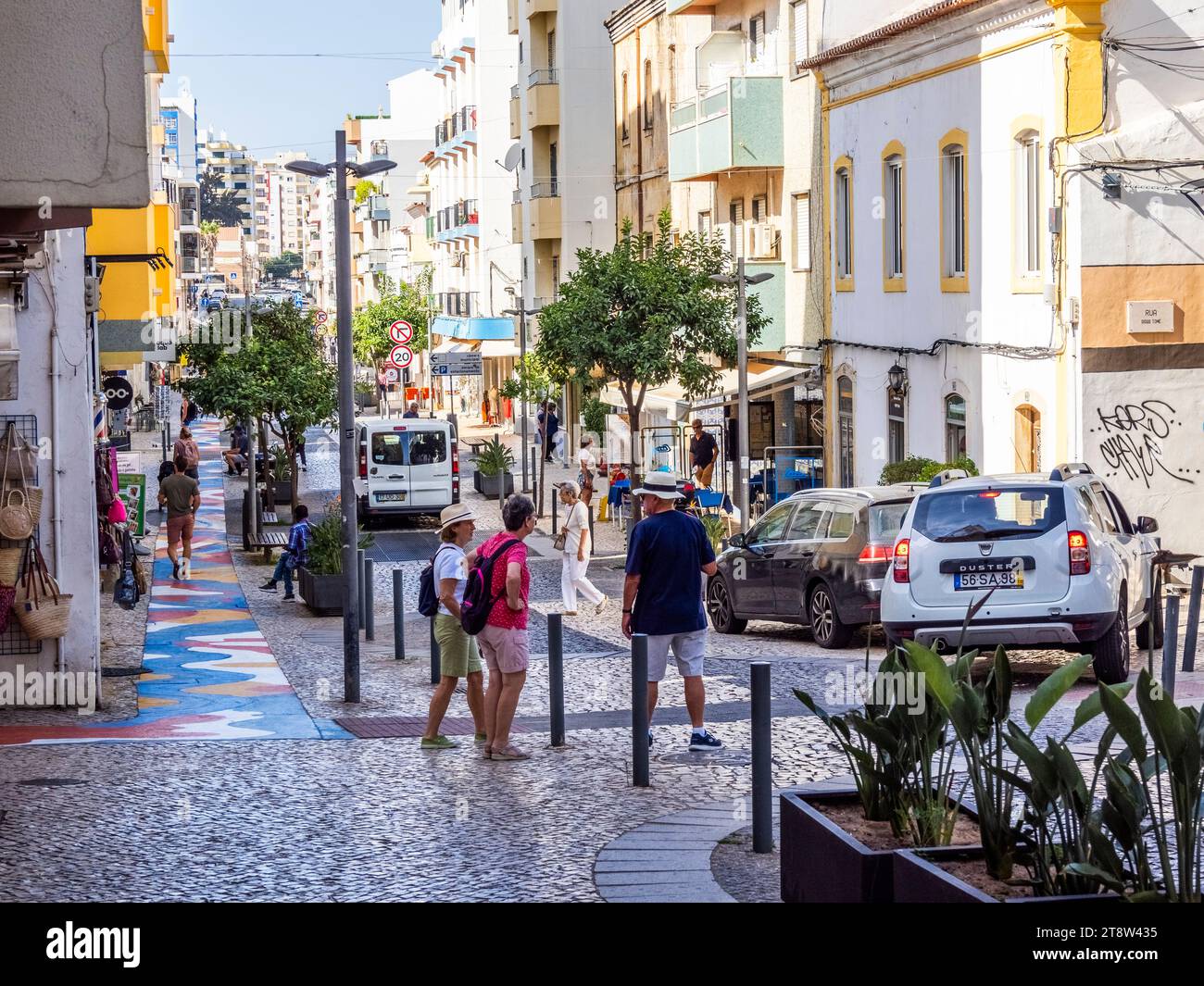 Rue Direita ou rue Direita à Portimao dans le district de Faro de l'Algarve au Portugal Banque D'Images