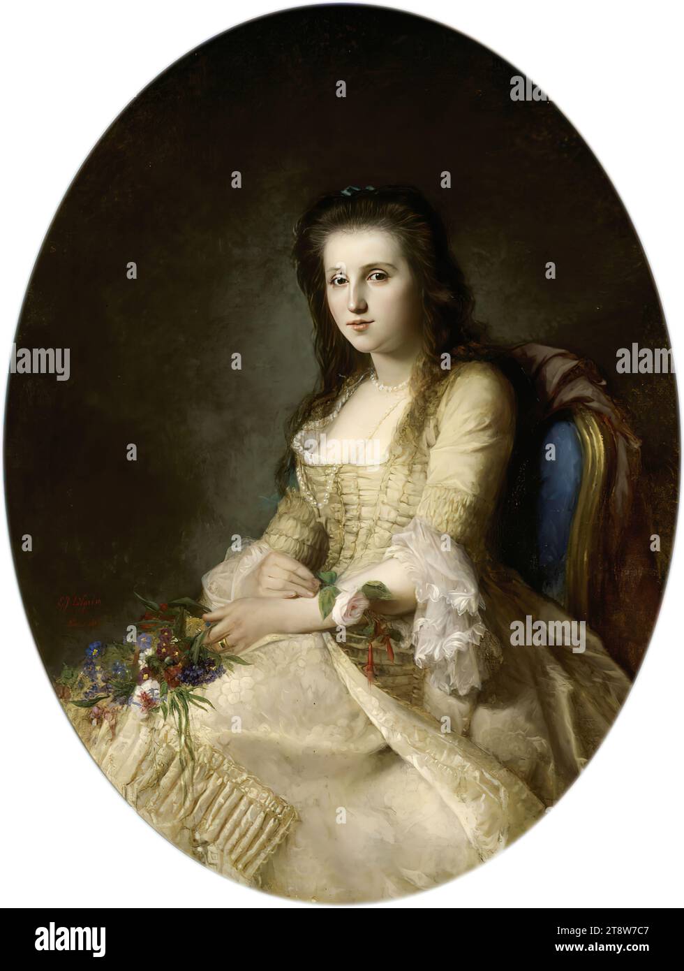 Erik Johan Löfgren, 15.5,1825, Turku, 10.12.1884, Turku, femme en robe du 18e siècle, 1863, 130 × 98 cm, huile, huile sur toile Banque D'Images