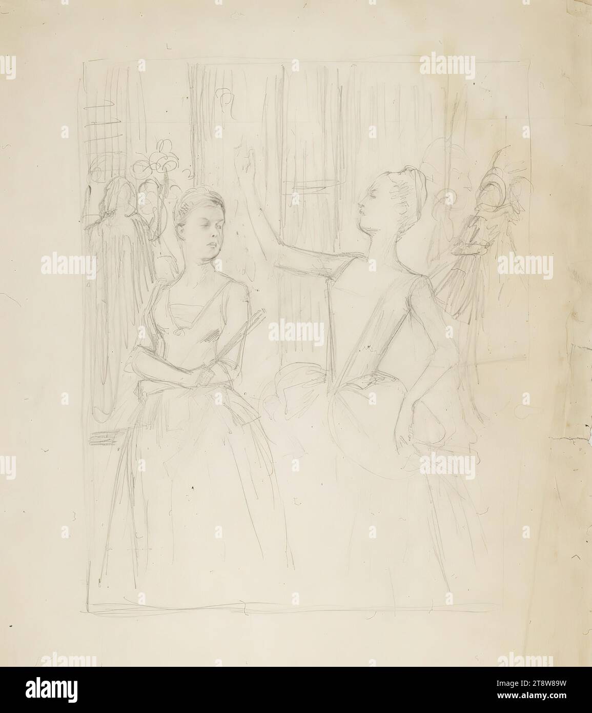 Albert Edelfelt, 21.7,1854, Kiiala Manoir, Porvoo municipalité, 18.8,1905, Haikko, Porvoo municipalité, dessin illustré pour l'œuvre Svenska bilder av Carl Snoilsky, poème Hatt och mössa, 1891 - 1894, 43,5 × 34,5 cm, crayon Banque D'Images