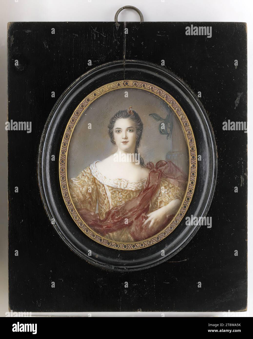 J. P., 1800, 1899, Portrait d'une dame, 1800 - 1899, 7,2 × 5,7 cm, gouache, ivoire Banque D'Images