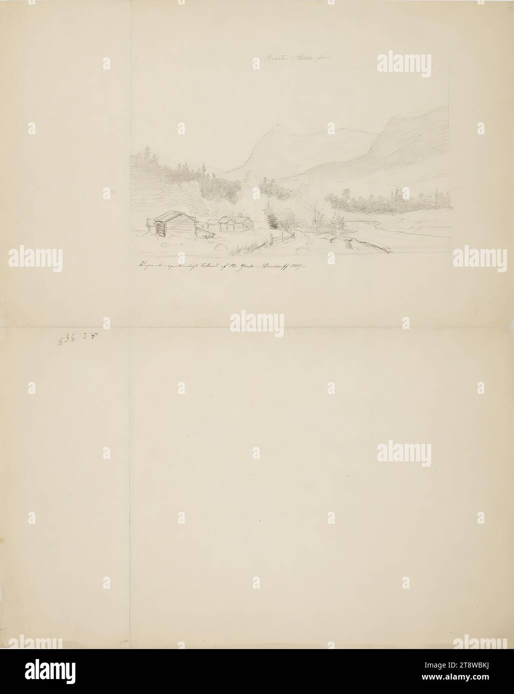 Hans Gude, 13.3,1825, Kristiania nyk. Oslo, Norvège, 17.8,1903, Berlin, Allemagne, Norwegian Fell Landscape, 1857, crayon Banque D'Images
