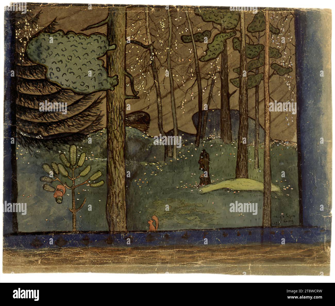 Hugo Simberg, 24.6,1873, Hamina, 12.7,1917, Ähtäri, automne dans la forêt, 1895, 27,8 × 33,3 cm, aquarelle Banque D'Images