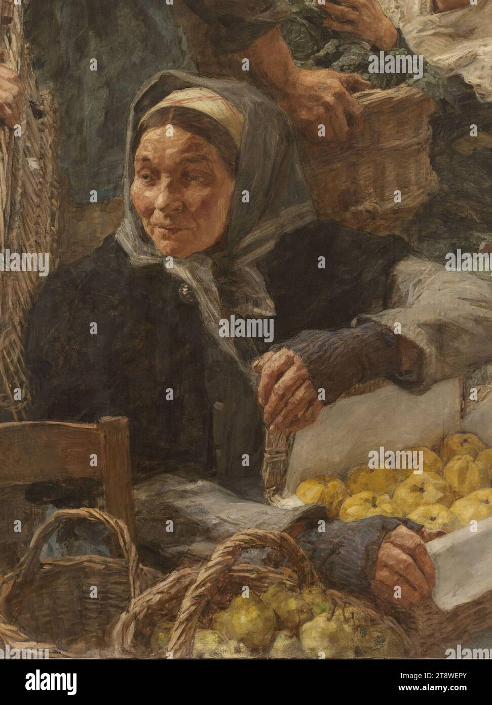 Les Halles, Lhermitte, Léon Augustin, peintre, en 1895, 4e quart du 19e siècle, petit Palais rez-de-jardin salle 04, peinture, peinture à l'huile, toile, hauteur : 396 cm, largeur : 630 cm, Dimensions - cadre:, hauteur : 460 cm, largeur : 690 cm, Epaisseur : 15 cm Banque D'Images