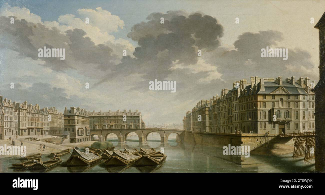 Le Quai des Ormes (aujourd'hui Quai de l'Hôtel de ville), le Pont Marie et l'Ile Saint-Louis, Raguenet, Nicolas Jean-Baptiste, Peintre, en 1757, peinture, hauteur : 45,5 cm, largeur : 83,5 cm Banque D'Images