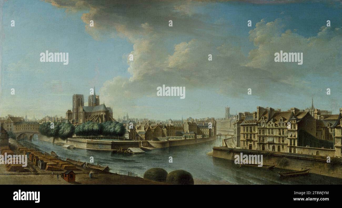 Le Chevet de notre-Dame et la pointe Ouest de l'Ile Saint-Louis, Raguenet, Nicolas Jean-Baptiste, Peintre, en 1769, peinture, hauteur : 46 cm, largeur : 84 cm Banque D'Images