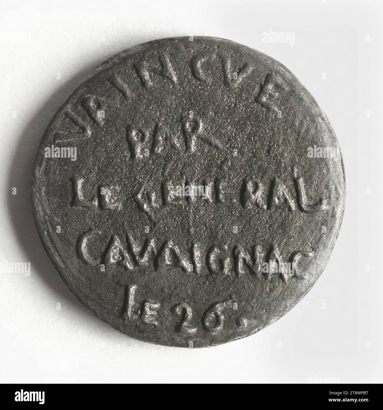 Répression par le général Cavaignac des journées de juin, 23 au 26 juin 1848, Anonyme, graveur en médailles, Array, numismatique, Médaille, cuivre blanc, Paris, Dimensions - oeuvre : diamètre : 2 cm, poids (dimension type) : 11,35 g. Banque D'Images